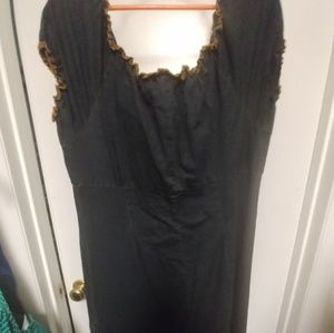 Fitted stretch denim dress with suede edge details